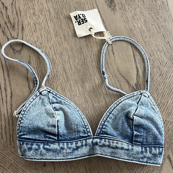 Revolve SER.O.YA Addilyn Bra XS or Medium Denim Jean Bralette y2K Women’s layer - Picture 12 of 12